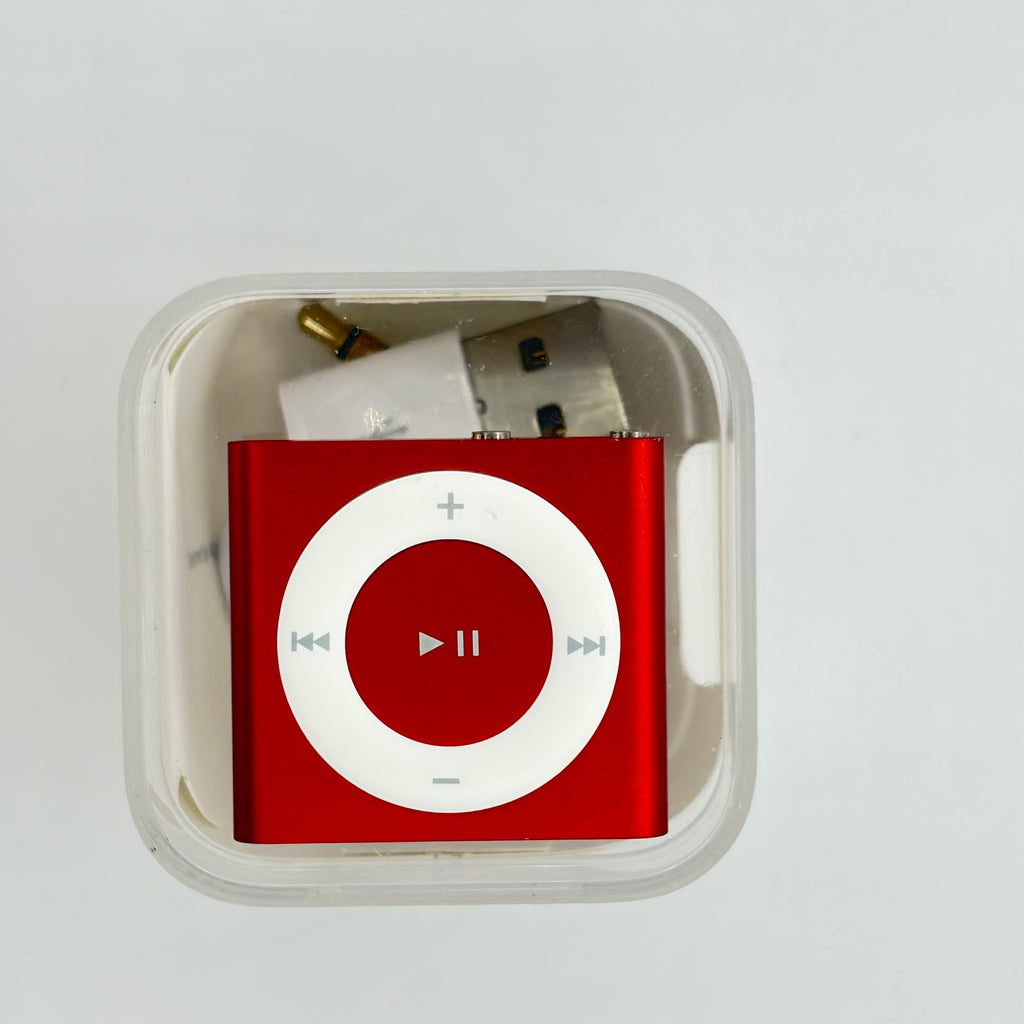 iPod Shuffle in original clear case, top view